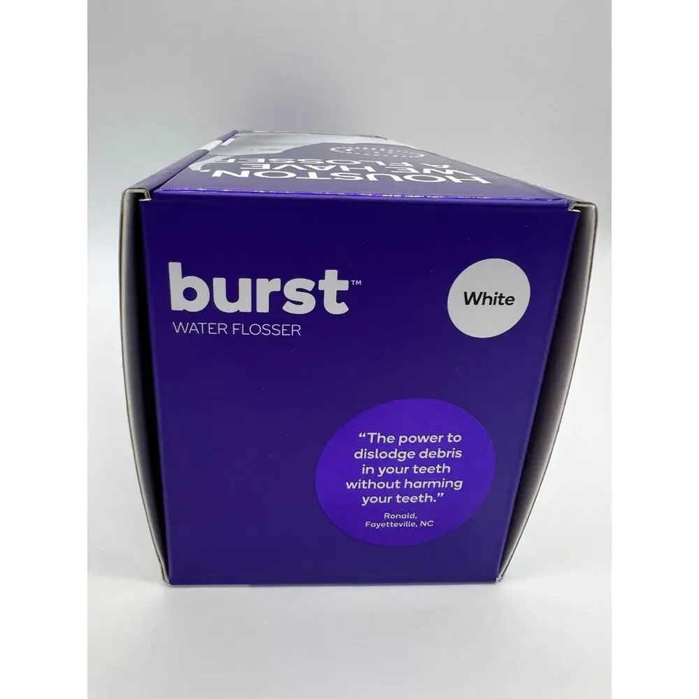 Burst Water Flosser Cordless Removable 360 degree rotating tip New White